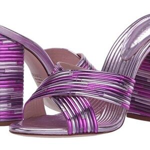 Schultz Purple Metallic Heels with Chunky Design